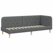 Letto singolo | Letto per adulti | Cornice del letto ad angolo Grigio scuro 80 x 200 cm Tessuto