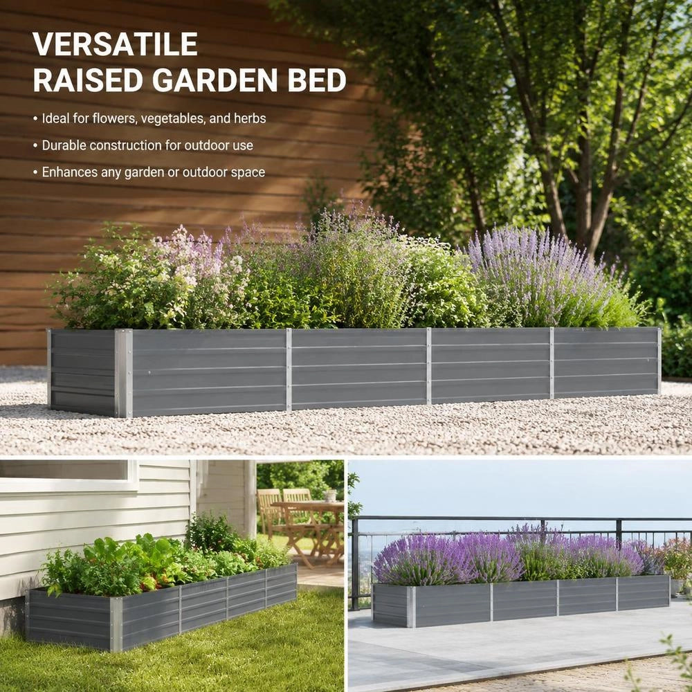 Garden Raised Bed Galvanized Steel 320x40x45 Cm Gray