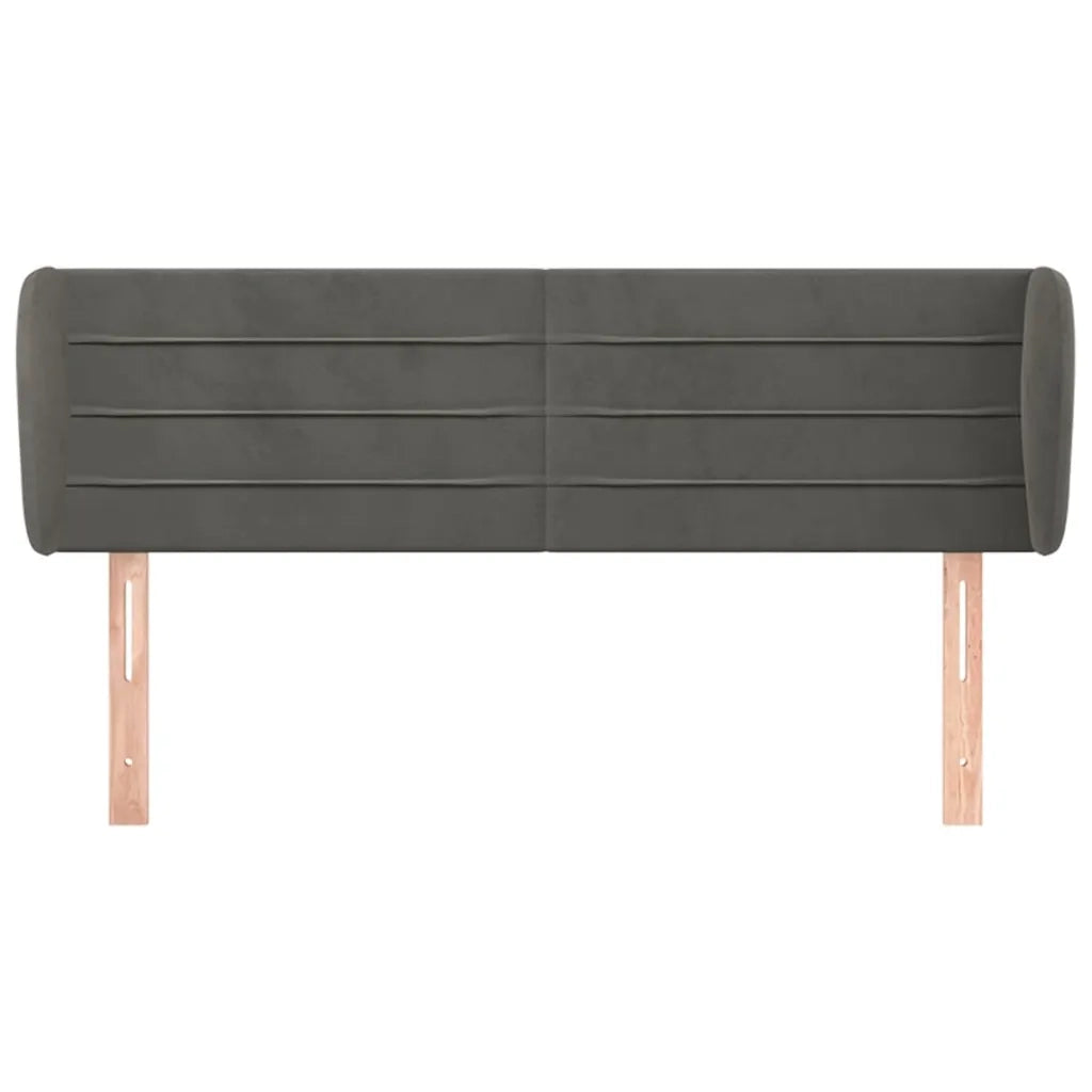 Testiera | Testata ad Orecchio Grigio Scuro 147x23x78/88 cm in Velluto