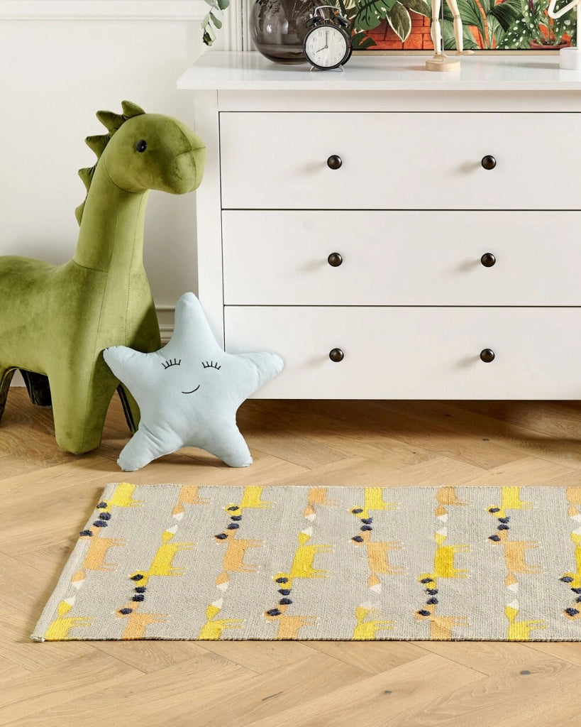 Tappeto per bambini con motivo  volpe cotone grigio 80 x 150 cm cameretta motivo divertente