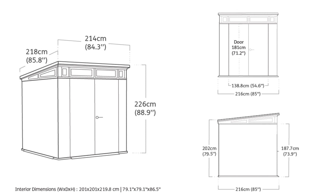 Casetta Box da Giardino 216x218x226 cm Keter Signature Venetian Pent 7x7 Effetto Legno Marrone e Antracite