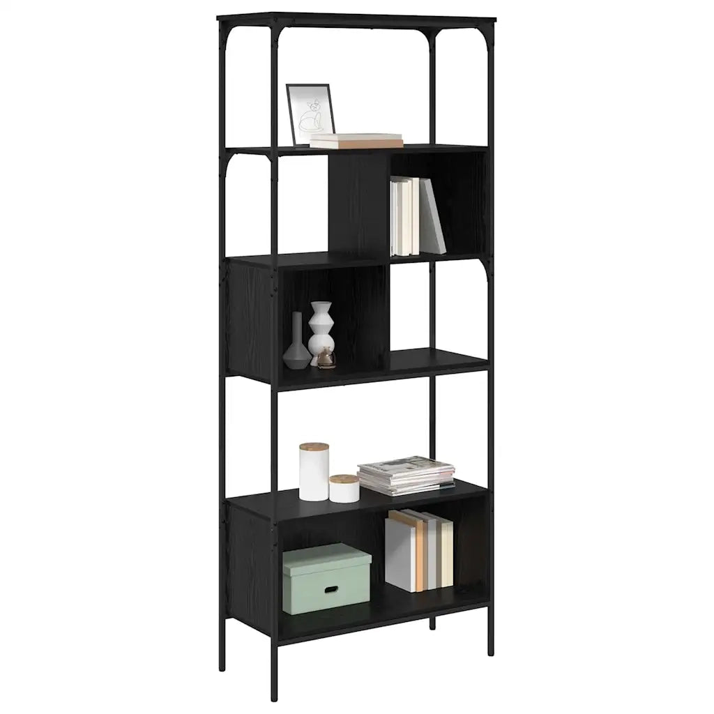 Libreria-Scaffale per Libri-Mobile di Stoccaggio Rovere Nero 76 x 33 x 188,5 cm Legno multistrato
