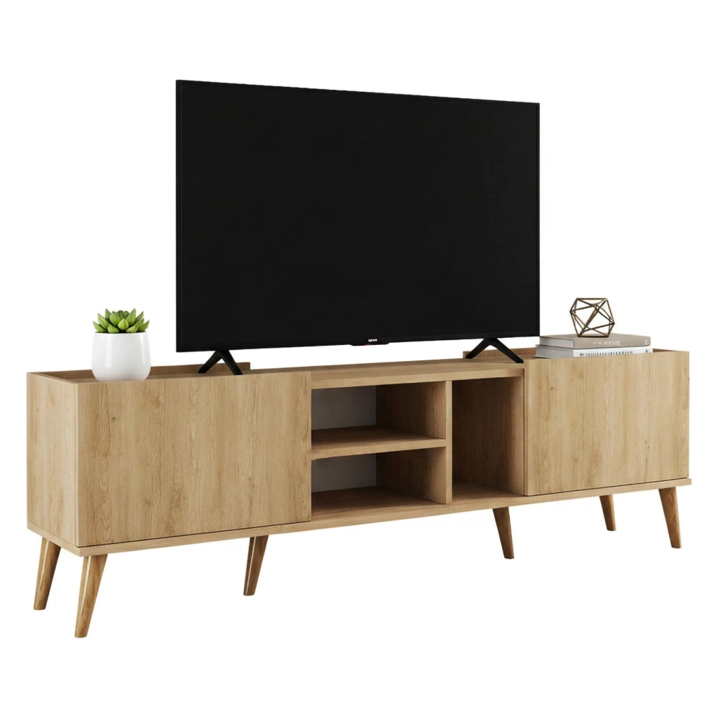 Alberona, Mobile Porta tv un Ripiano, 180x34x52h cm Marrone Quercia
