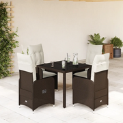 vidaXL Set Bistrò da Giardino 5 pz con Cuscini in Polyrattan Marrone