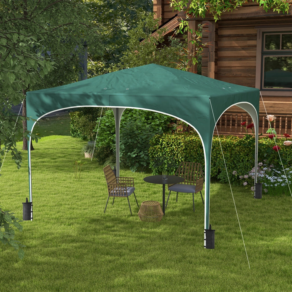 Gazebo da Giardino ad Altezza Regolabile con Fori di Drenaggio e Borsa da Trasporto, in Metallo, Verde