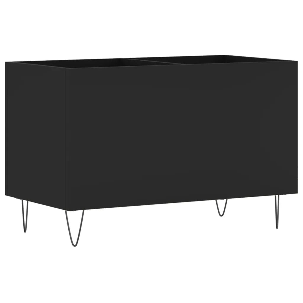 Mobiletto portadischi industriale pratico dimensioni 74,5 x 38 x 48 cm con vano contenitore in legno nero. Codice articolo: 02_0049129.
