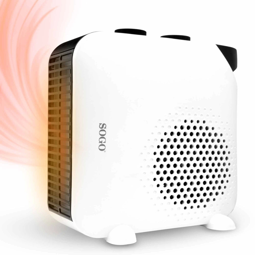 Termoventilatore elettrico turbo 2000W, 2 velocità e posizioni, termostato regolabile, riscaldamento rapido casa - SOGO