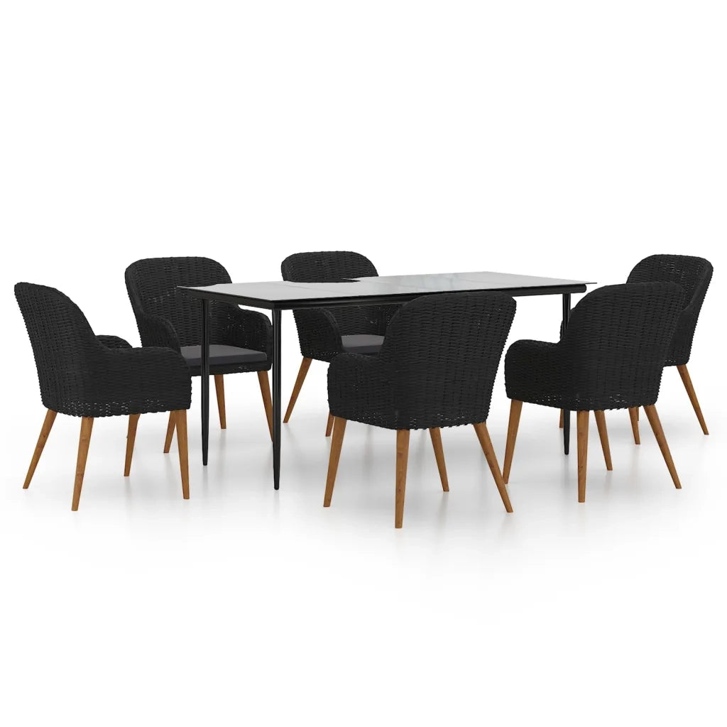 Set da Pranzo da Giardino 7 pz con Cuscini Nero 3156727