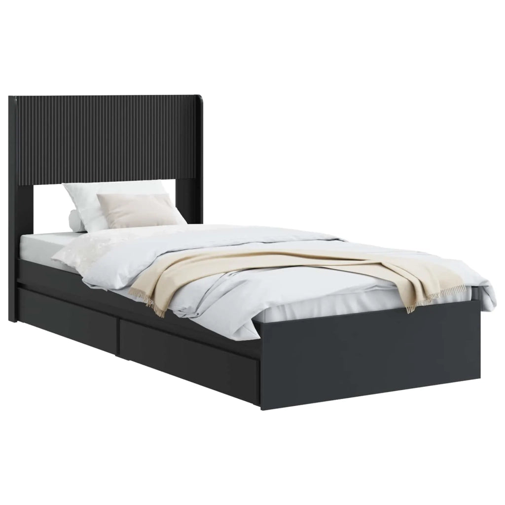 Struttura del letto con stoccaggio e testata Nero 75 x 190 cm 3414426