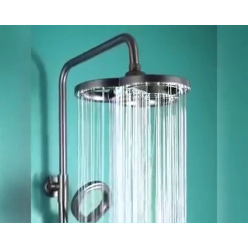 Trade Shop - Soffione Per Doccia Bagno 3 Anelli Ugelli In Abs Doccetta Multigetto Nero 87516 -