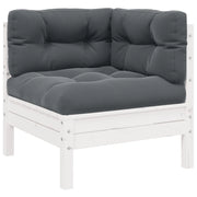 Divano da Giardino a 2 Posti con Cuscini-Sofa da Giardino-Divano da esterno Bianco Legno di Pino 924187