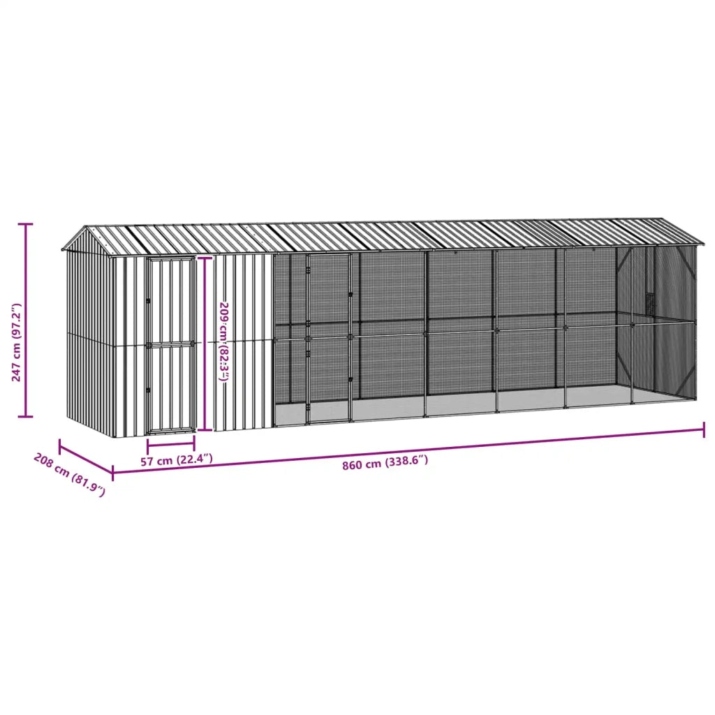 Gabbia per uccelli Antracite 860 x 208 x 247 cm Acciaio zincato 3325155
