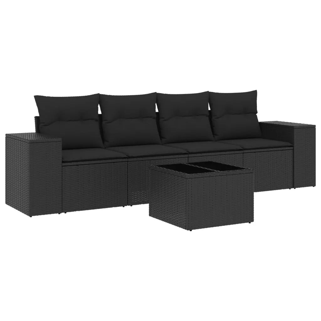 Set Divani da Giardino 5 pz con Cuscini in Polyrattan Nero 3254622