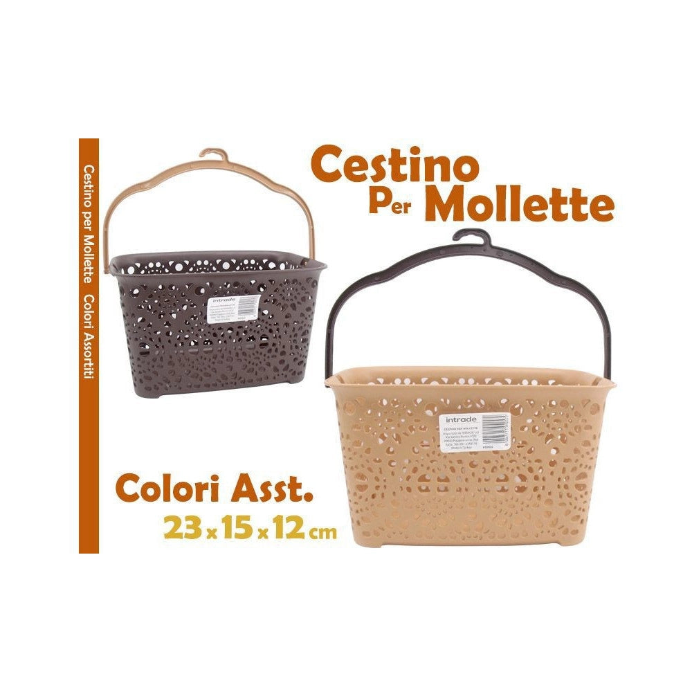 Trade Shop - Cestino Portamollette Porta Mollette Effetto Ricamato In Plastica Colorato -