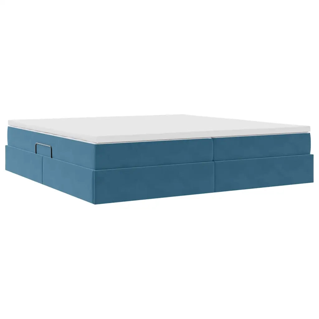 Letto con contenitore e materasso Blu Scuro 200 x 200 cm 3370327
