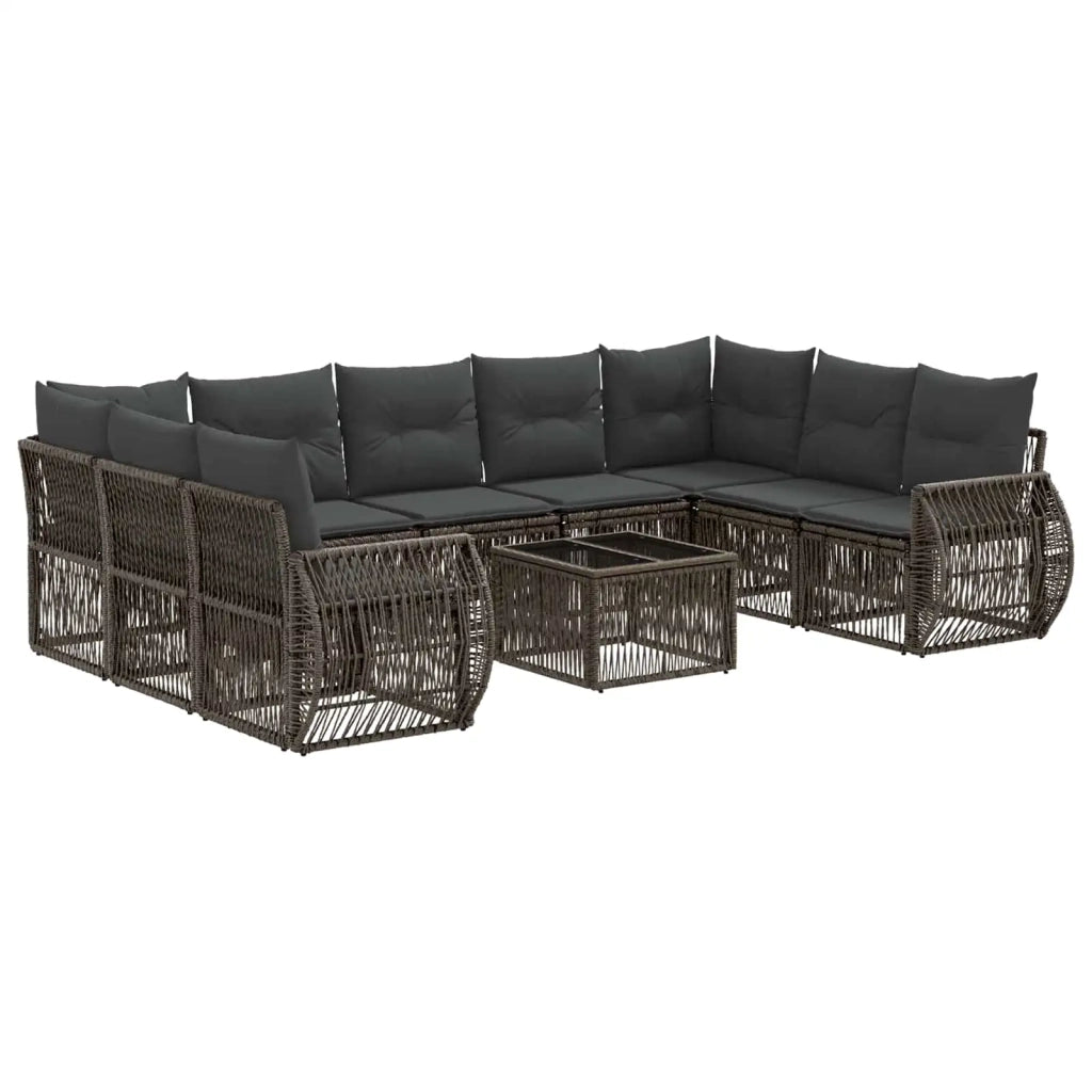 Set Divano da Giardino 10 pcs Grigio e Grigio Scuro polyrattan