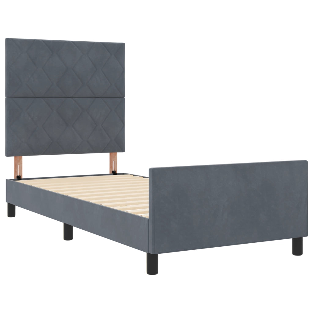 Struttura del Letto in Velluto Grigio Scuro 90x200 cm