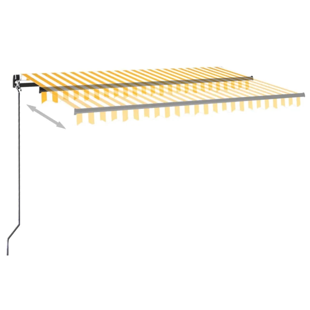 Tenda da Sole Retrattile Manuale 450x300 cm Gialla e Bianca 3069118
