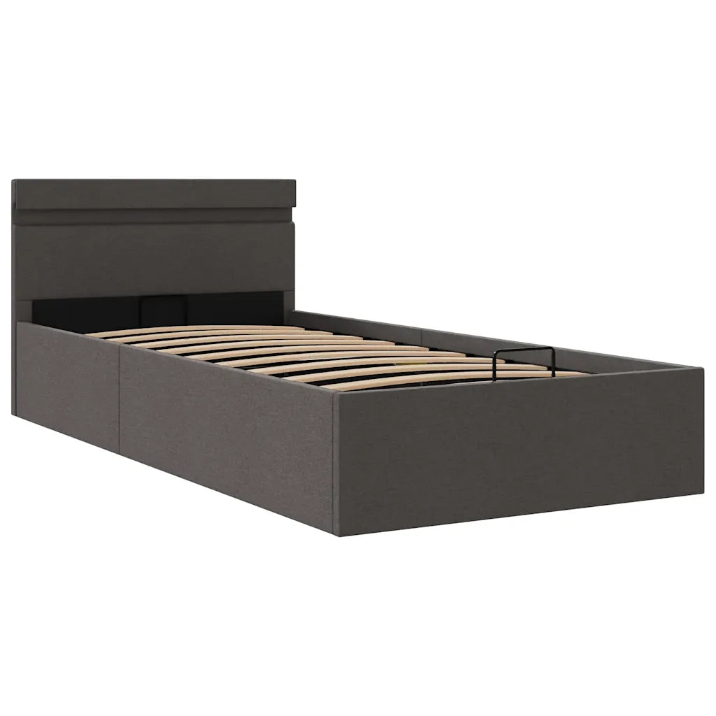 Giroletto con Contenitore e LED Grigio Scuro Tessuto 90x200 cm 285600