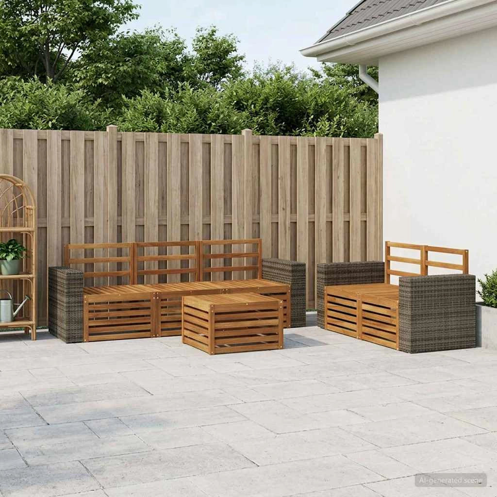 Set di divani da esterno 6 pz Naturale Legno di Acacia Massello 3384035
