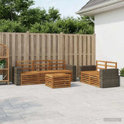 Set di divani da esterno 6 pz Naturale Legno di Acacia Massello 3384035