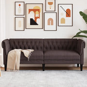 Divano Chesterfield a 3 Posti-Sofa 3 Posti-Divanetto Marrone Scuro in Tessuto