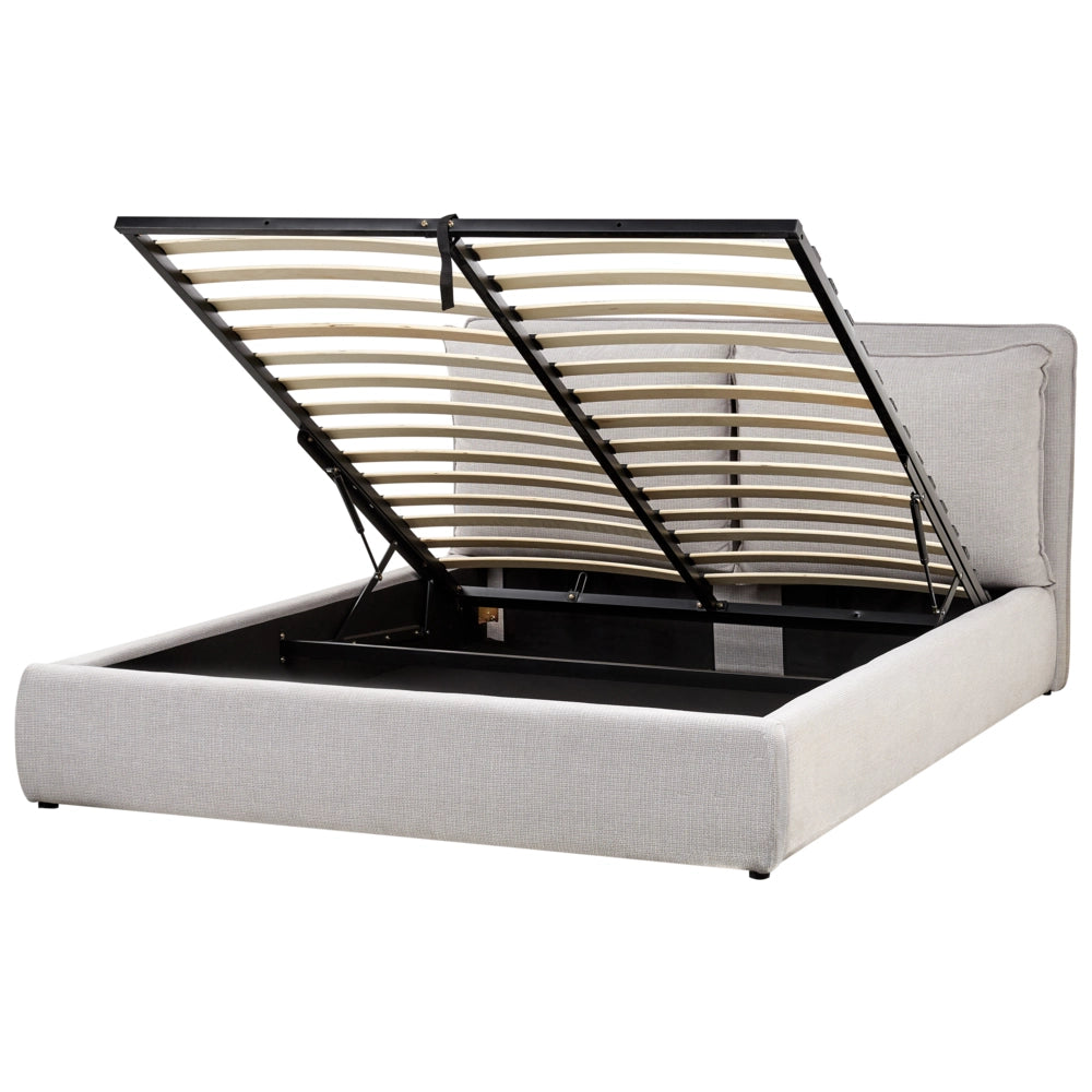 Letto matrimoniale in tessuto grigio chiaro con contenitore 160 x 200 cm camera da letto moderna