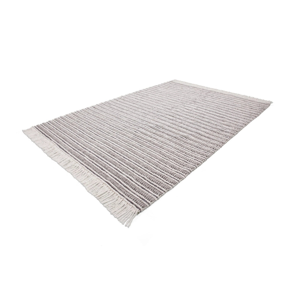 Tappeto in lana e viscosa Natura 110 grigio e panna