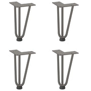 Gambe a forcina per tavolino 4 pz-Set di 4 Gamba per Tavolo in acciaio naturale 20 cm in acciaio massiccio 242438