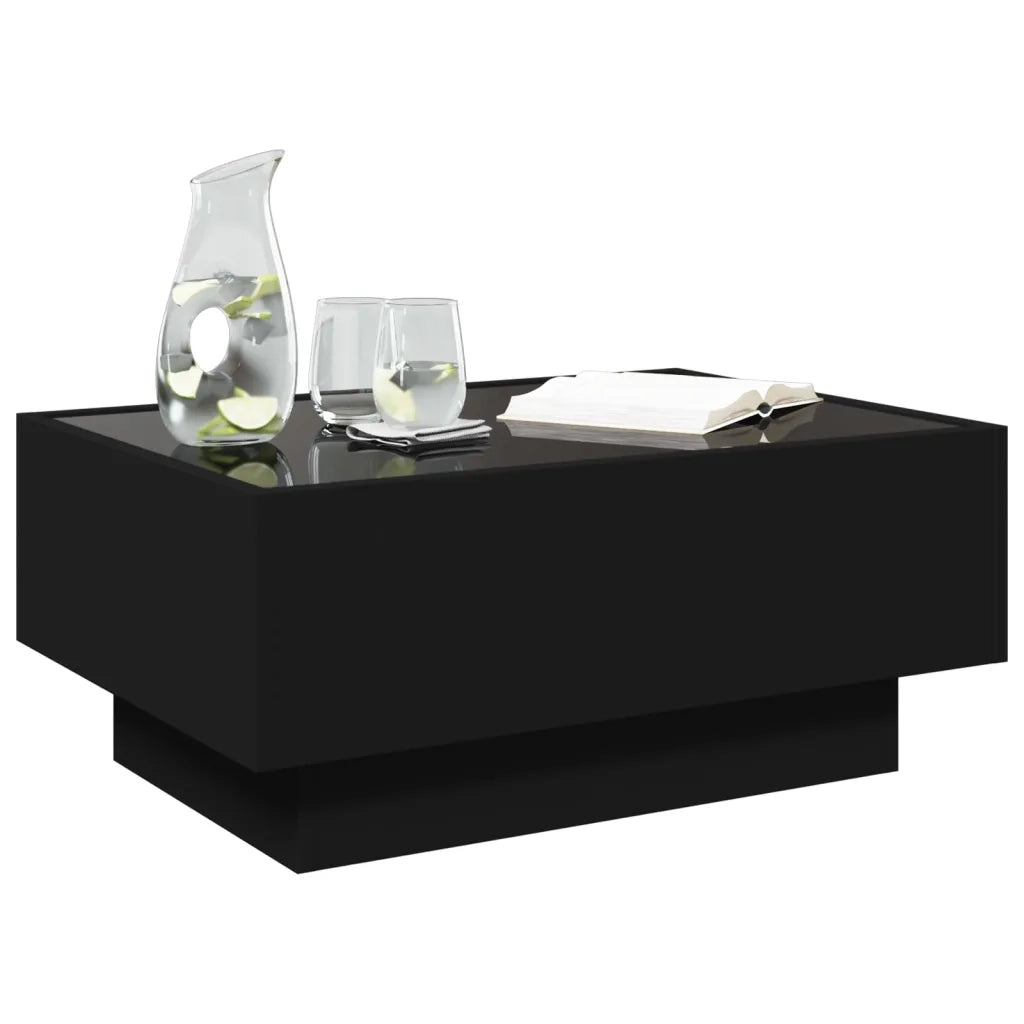 Tavolino Salotto con LED Nero 70x50x30 cm Legno Multistrato 847512