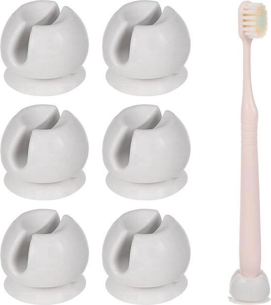 Sostegno per spazzola da denti con morsetto - 6 pezzi - appoggio multifunzionale per muro per uso domestico e bagno