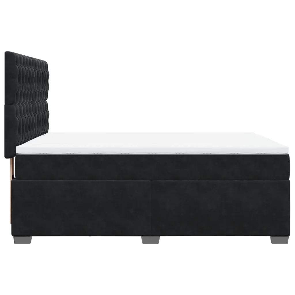 vidaXL Giroletto a Molle con Materasso Nero 160x200 cm in Velluto