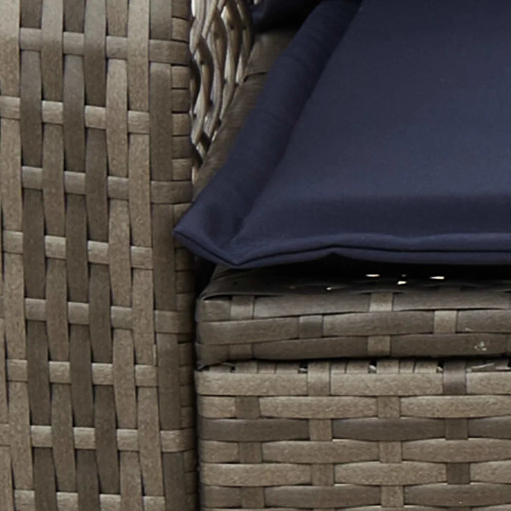 Sedia a Dondolo da Giardino con Cuscini in Polyrattan Grigio