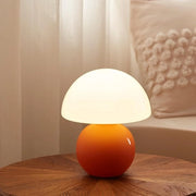 Lampada da Tavolo a Forma di Funghi - 19×12×21cm - Lampada da Notte per Camera da Letto - Lampada da Sala da Pranzo da Notte - Lampada Mini con Ombra - Lampada Moderna a Forma di Funghi - Decorazione Unica per la Sala da Pranzo - Arancione, Bianco