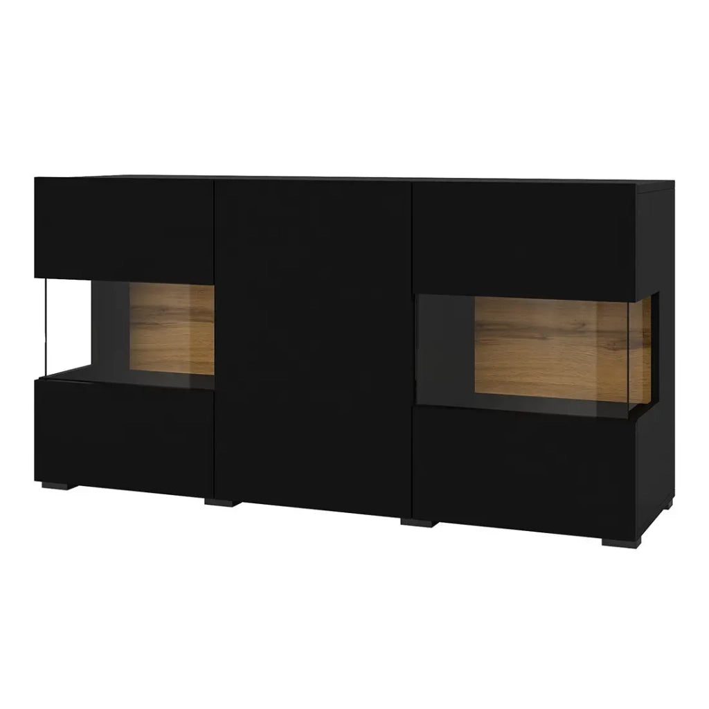 Set di design di 4 mobili da salotto collezione EVA. Colore nero e rovere.