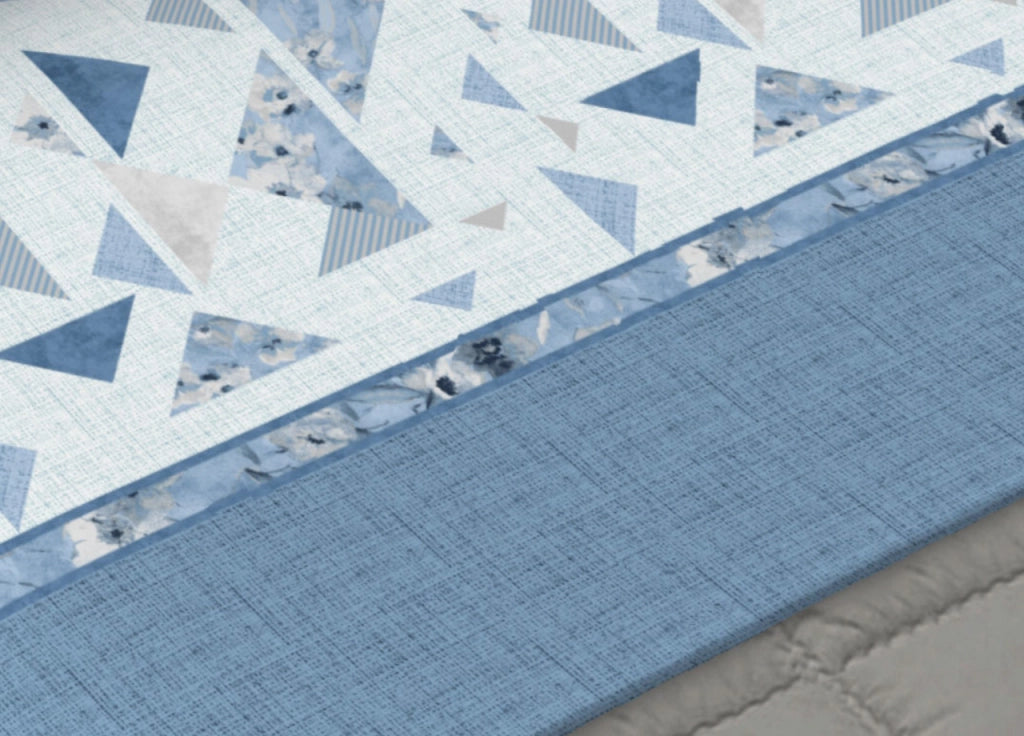 Completo Lenzuola Letto 100% Cotone Made Italy Disegno Mosaico CN - Singolo - Azzurro