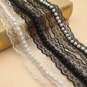 Banda decorativa a strisce con perle 10 metri - bordo con perle - decorazione per matrimoni - cucito e artigianato - costumi DIY - perle inimitazione 4cm - seta