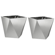 Set di 2 fioriere da esterno moderne 30 x 30 x 30 cm dal design elegante in acciaio zincato argento 02_0053059