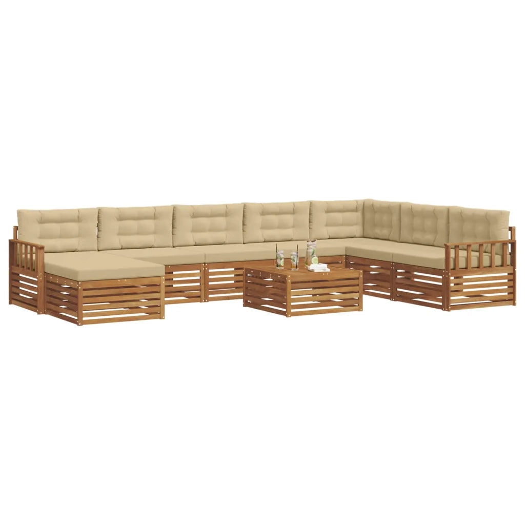 Set di divani da esterno con cuscino 9 pcs Naturale e Beige 3373973