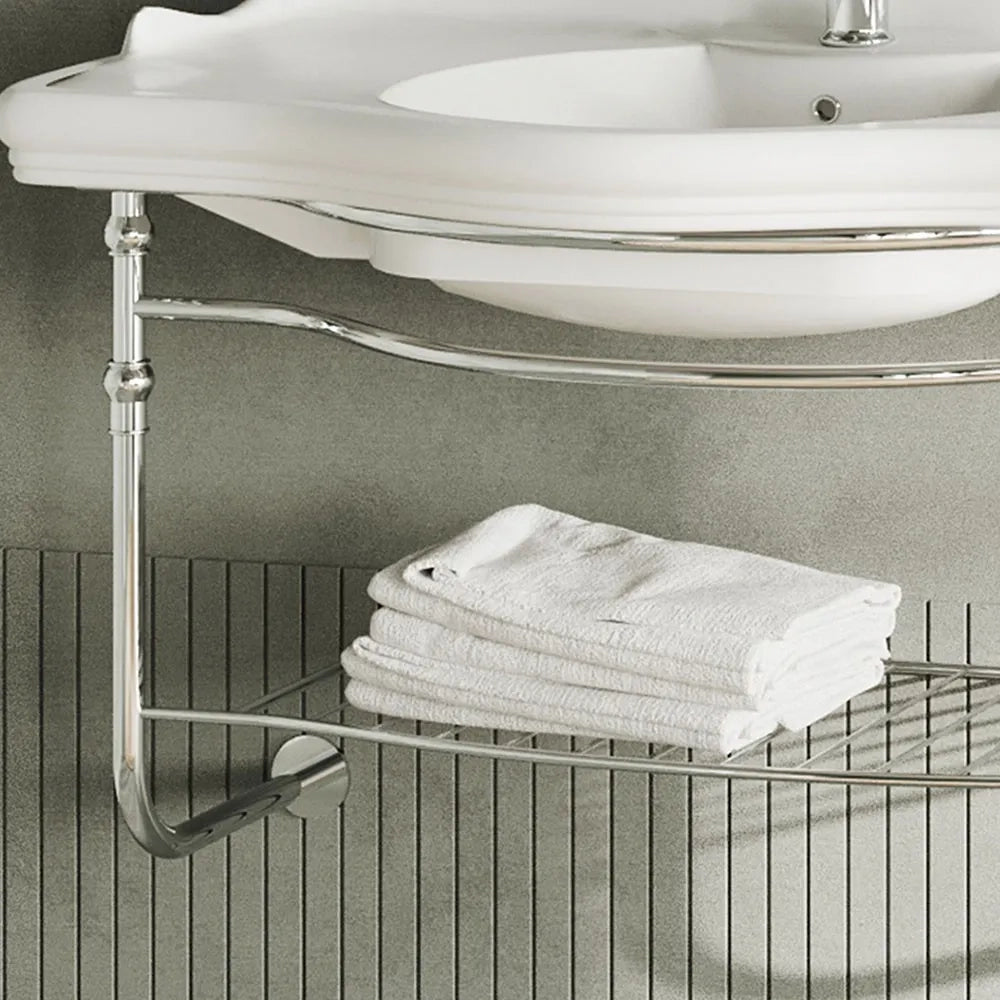 Mobile bagno sospeso 115 cm in metallo cromato con lavabo  Gardenia