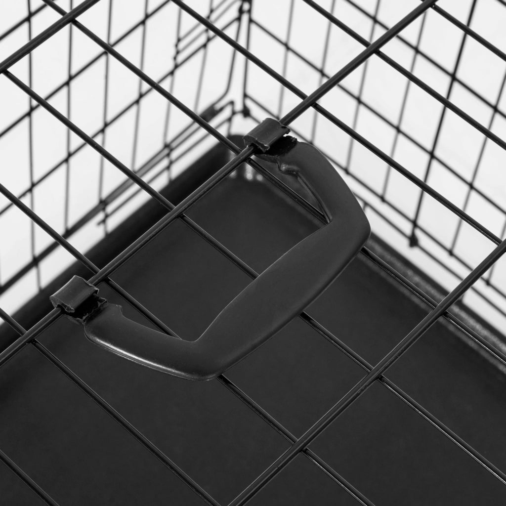 Trasportino in Acciaio per Animali Pieghevole Nero 122x77x82 cm
