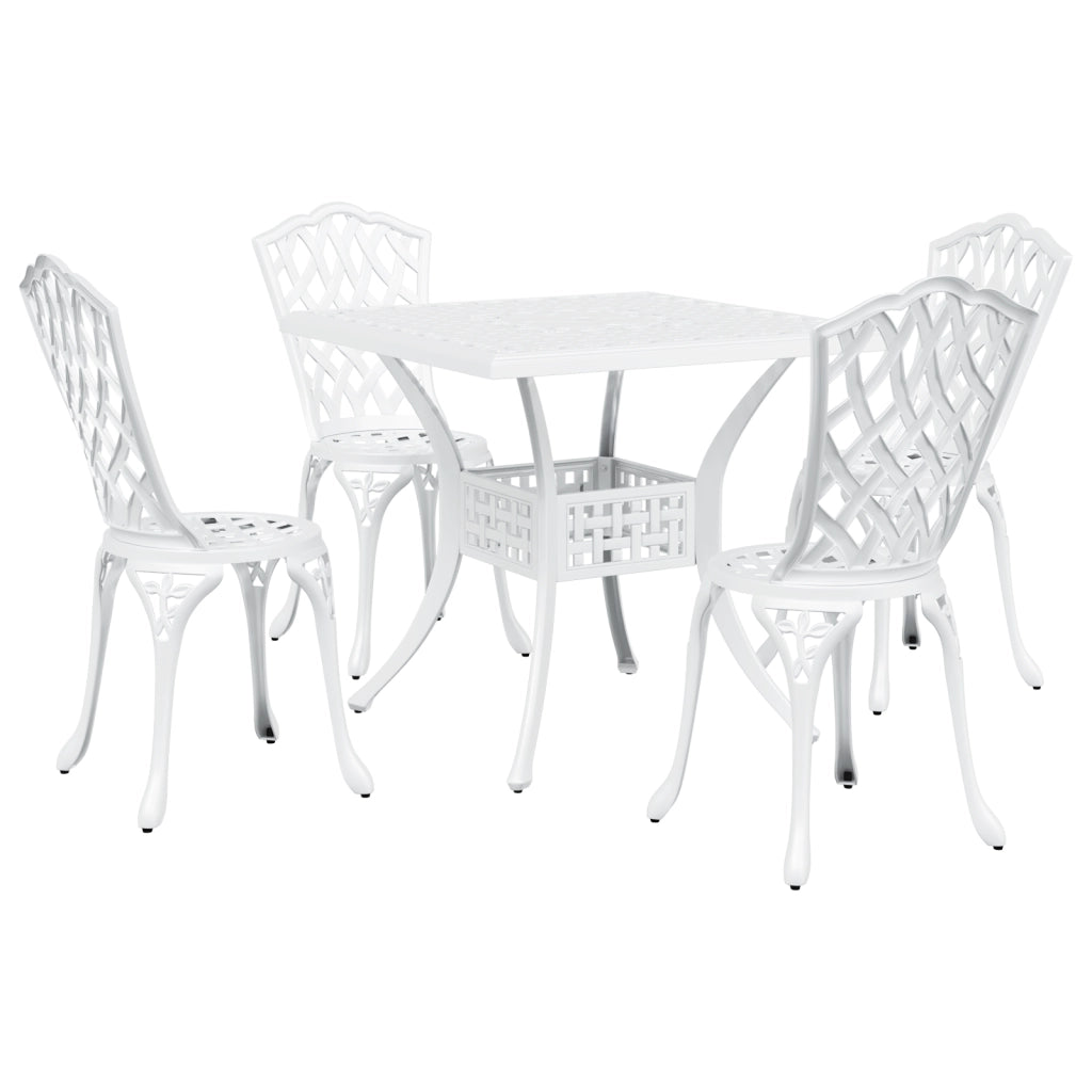 Set da Pranzo da Giardino 5 Pezzi  in Alluminio Bianco