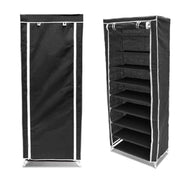 Scarpiera Salvaspazio 10Ripiani 36Paia Struttura Metallo Tessuto TNT 60x30 H150cm Nero
