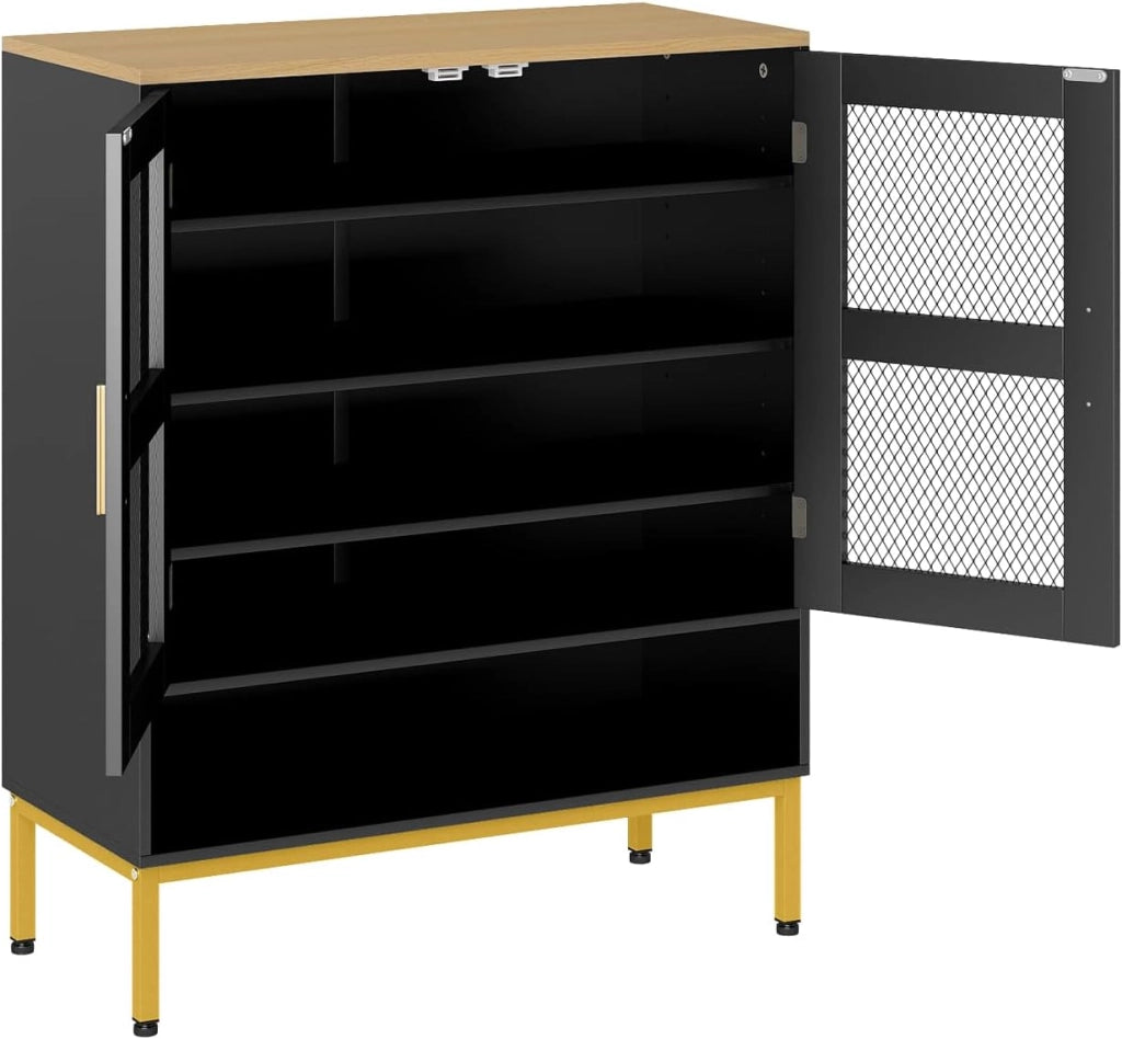 Scarpiera a 7 livelli, scarpiera con ripiani regolabili, scarpiera autoportante con ventilazione, cassettiera per ingresso e corridoio (nero, 80 x 37 x 106 cm)