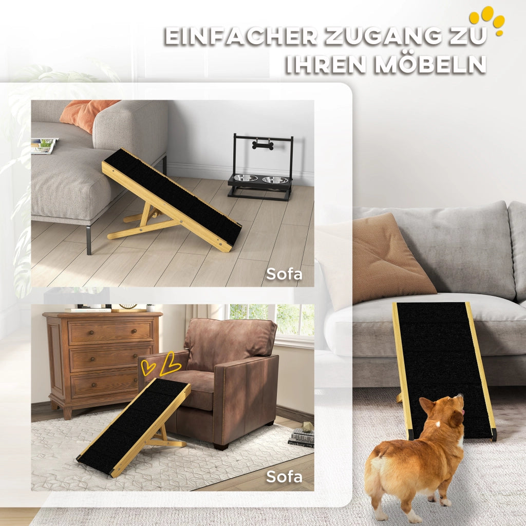 Rampa per Cani Regolabile 4 Stadi ¨C Minimal ¨C Legno di Pino Pieghevole