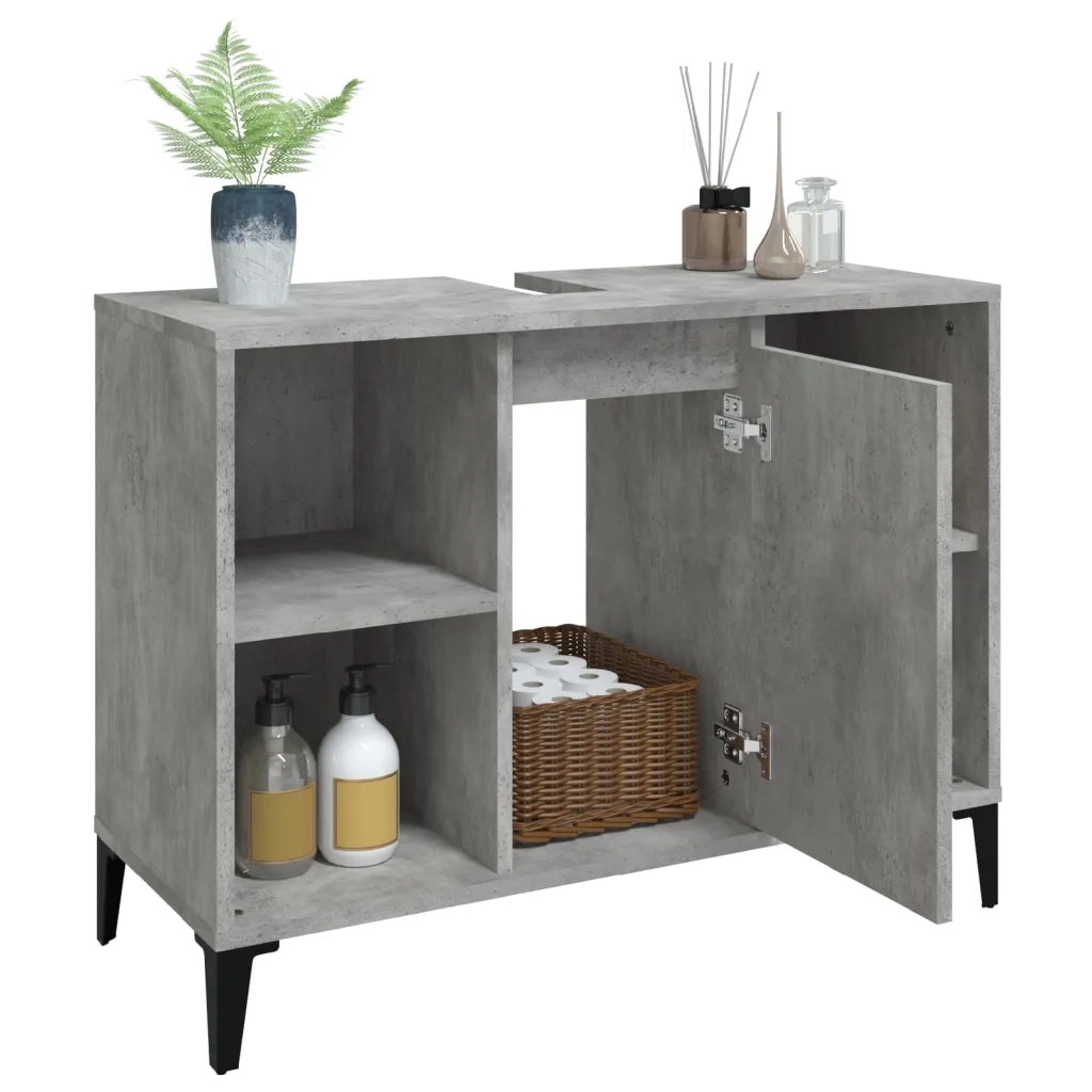 Mobile Lavabo-Armadietto da bagno Grigio Cemento 80x33x60 cm in Legno Multistrato 715624