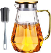 Carafe 2.0 litri con Bicchiere in Vetro, Copertura e 1 Pennello per Bottiglie, Caraffa con Grande Capacità che può essere Congelata e Riscaldata, Acquaio di Alta Qualità per Caffè, Tè.