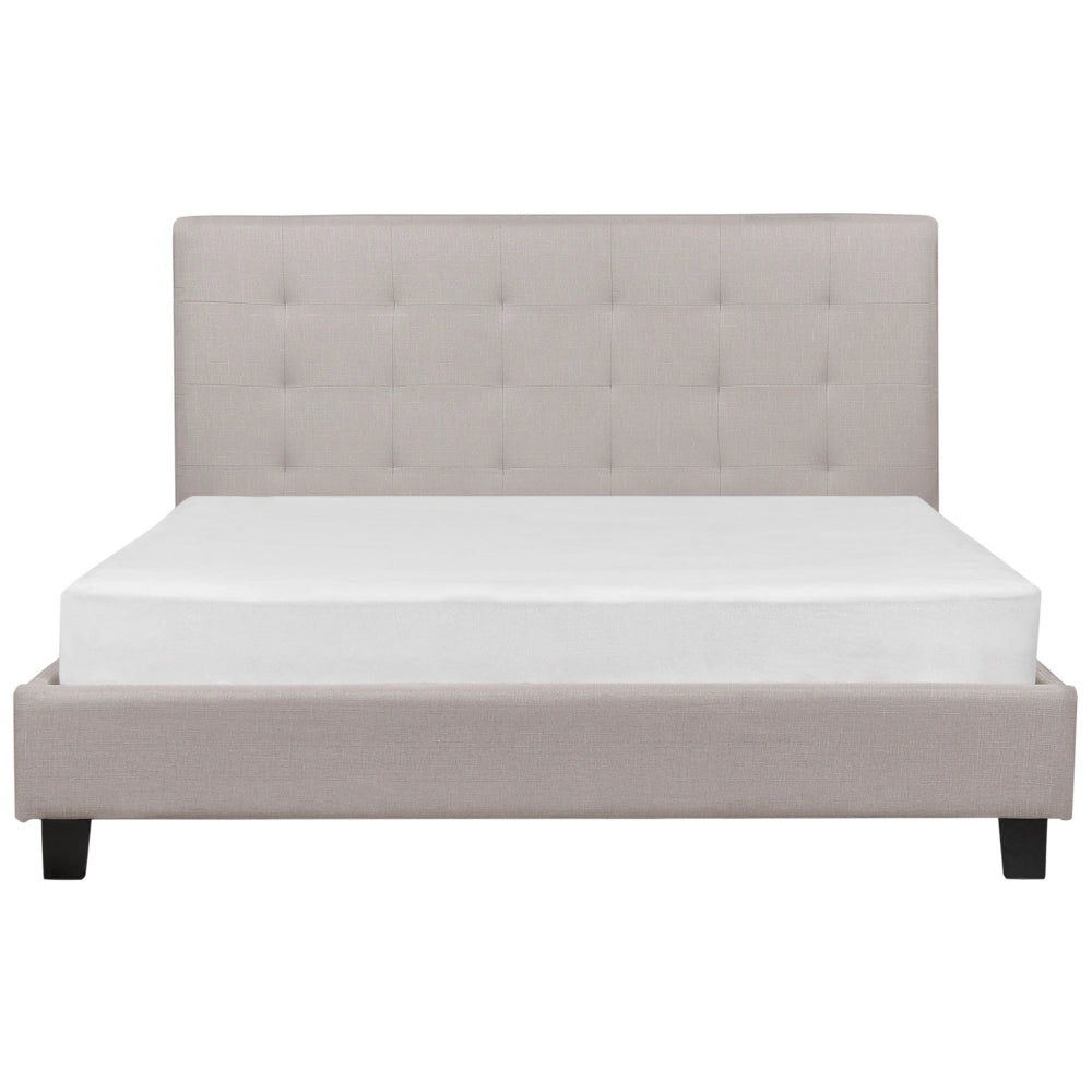 Letto imbottito tessuto grigio chiaro rete a doghe testiera trapuntata 160 x 200 cm