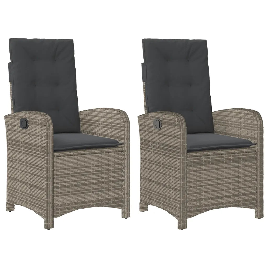 Sedie da Giardino Reclinabili 2 pz e Cuscini Grigia Polyrattan 365171