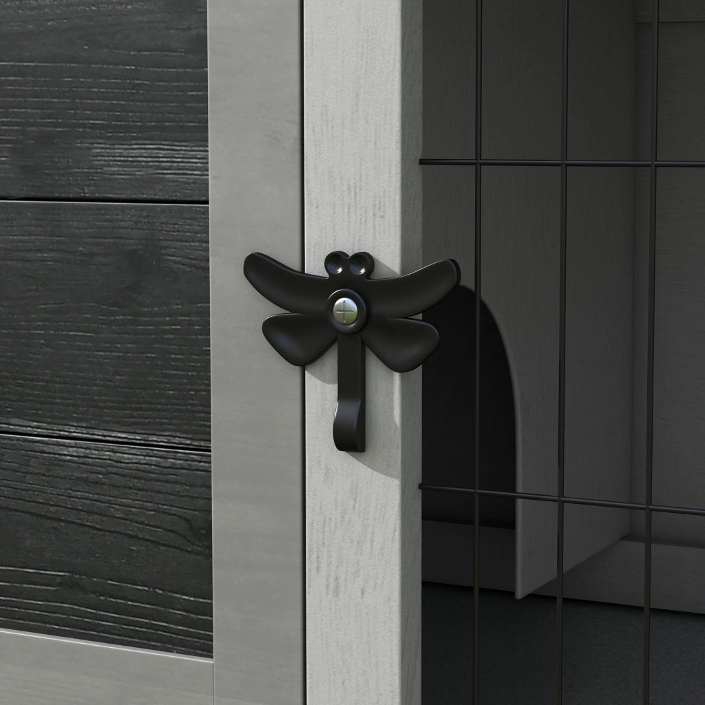 Conigliera Rialzata da Esterni con Tetto Apribile e Vassoio Estraibile 84x43x70 cm in Legno Grigio